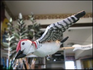 Red Bellied Woodpecker, rod and string puppet